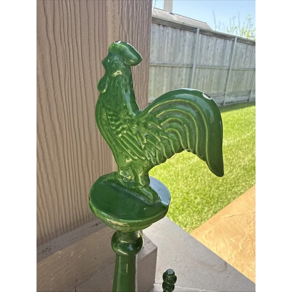 VTG Cast Iron GREEN ROOSTER Paper Towel Holder 15